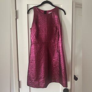 Fun metallic magenta jacquard cocktail dress by Milly